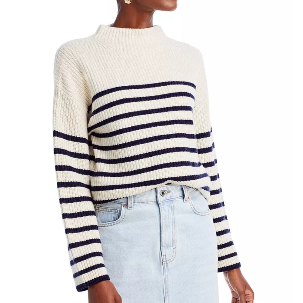 Rails Claudia Stripe Sweater Medium Mock Neck Rib… - image 2
